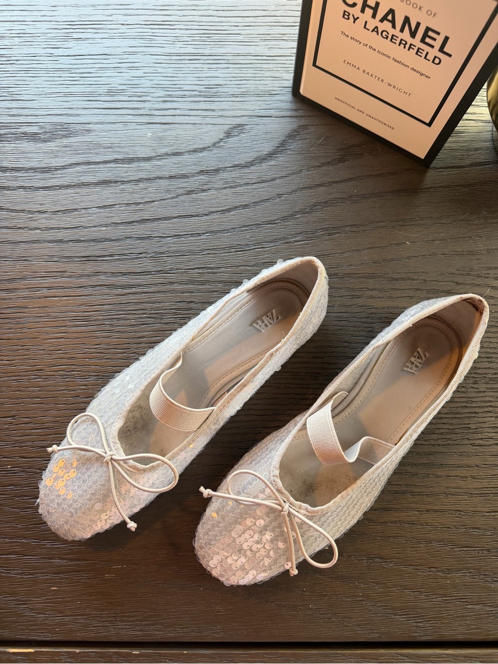 Women's Zara Sequin Ballet Flats in Silver